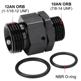 Podavelle 10AN -10 ORB Male to 12AN -12 ORB Male Swivel Union Fitting Adapter Coupler Aluminum Black