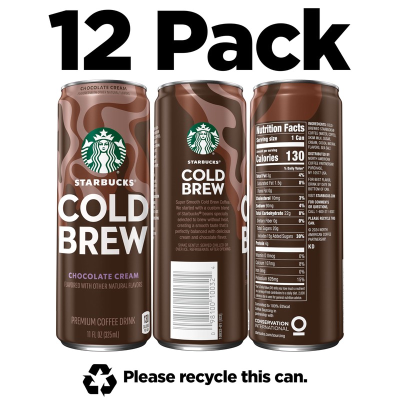 Starbucks Cold Brew Coffee, Chocolate Cream, 11 fl oz Cans