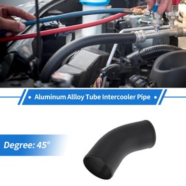 HEROFFIX 5" OD 45 Degree Bend 6064 Aluminum Alloy Tube Intercooler Pipe Surface Blasting Air Intake Connection Hose W/Double Bead Roll 5.9" Length Black