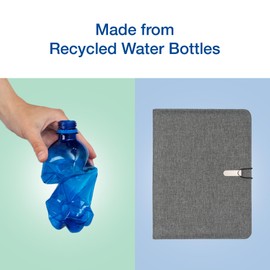 Samsill Professional Padfolio, Recyled Water Bottle Material, rPET, Business Portfolio for Men and Women, with 8.5 x 11 Writing Pad, Contrast Gray/Black