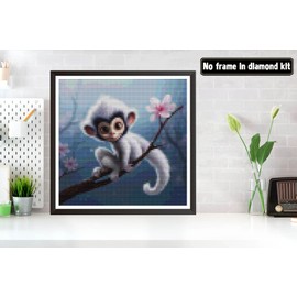 Bimkole 5D Diamond Painting Monkey Flower by Number Kits Paint with Diamonds Arts DIY Full Drill Wall Decor Craft, 12x12inch(M1-248)