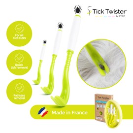 Tick Twister Tick Remover for Dogs and Human - Made in France - Tick Puller for Humans and Dogs - 3 Different Sizes - Dog Tick Removal Tool - Also for All Other Pets - Tick Nipper in
