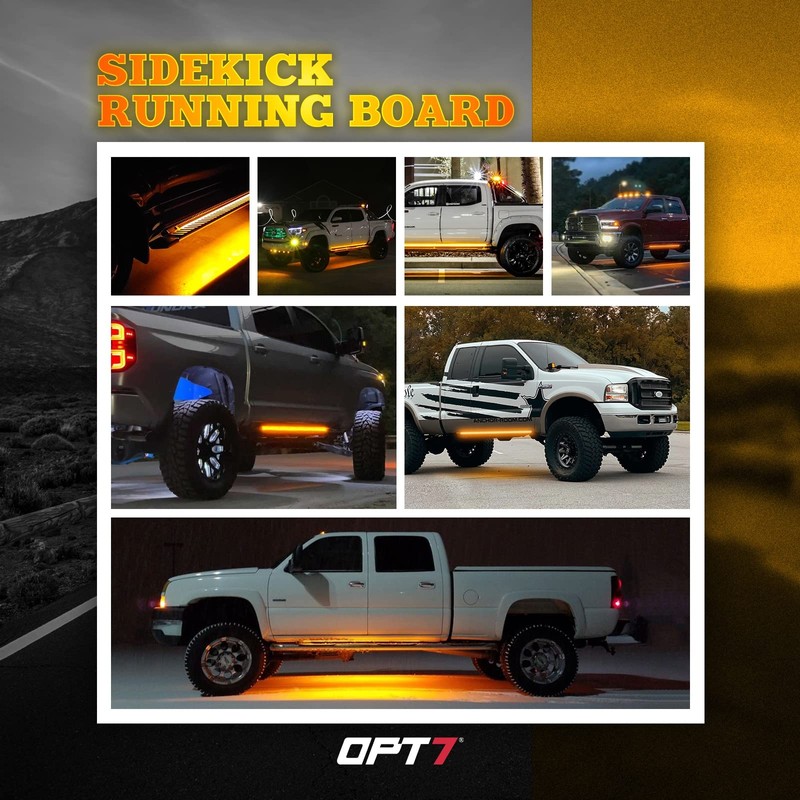 OPT7 Sidekick 48" Running Board Lights 2PCS LED Strips w/Amber
