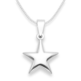 Sterling Silver Star Necklace on 16" Silver chain - SIZE: 14mm Gift Boxed Star Pendant. 8104/16/B43HN