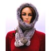 Natural color Rex Rabbit Fur Hood Scarf (Rabbit Grey)