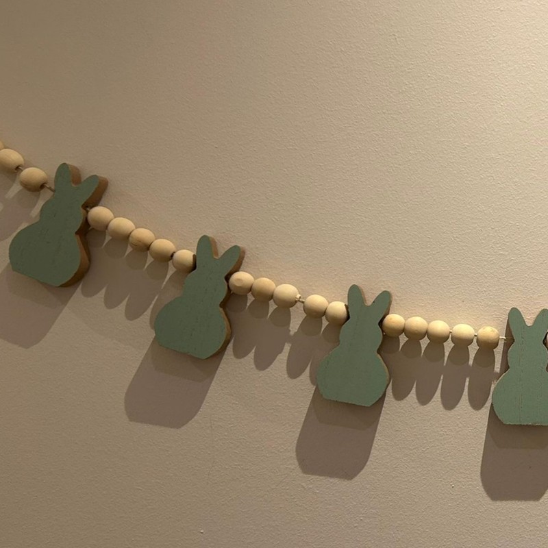 eBoutik - Cute Farmhouse Wooden Easter Bunny Garland Decorative Bunting