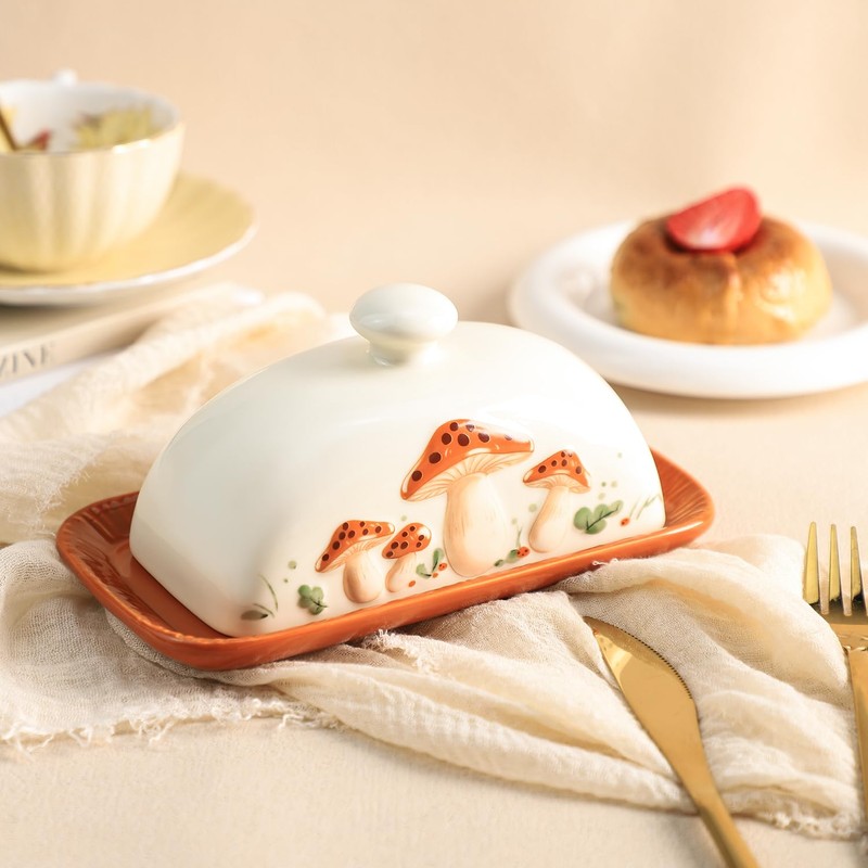 Bicuzat Ceramic Butter Dish with Lid Butter Keeper Butter Plate