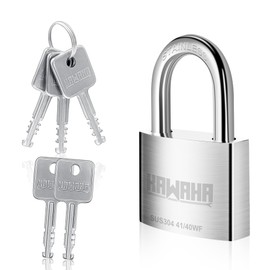 KAWAHA 41/40KD-5SK High Security Stainless Steel Padlock with Key for Indoor and Outdoor Use (Heavy Duty, Rust-Proof) (40mm, Different Keying, 5 Stainless Steel Keys)