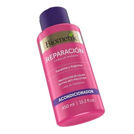 Biometik Acondicionador, Shampoo para Cabello Dañado, Crea Resistencia al Quiebre y Ayuda a la Coloración del Cabello por más Tiempo, con Keratina y Arginina, 450 ml