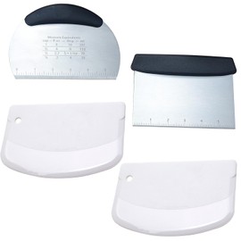 4 Pieces Versatile Bench Scraper, Dough Cutter for Bread, Pizza Dough Scraper, Stainless Steel Dough Cutter, Versatile Kitchen Scraper, Food Grade Plastic Bowl Scraper, Pie Scraper