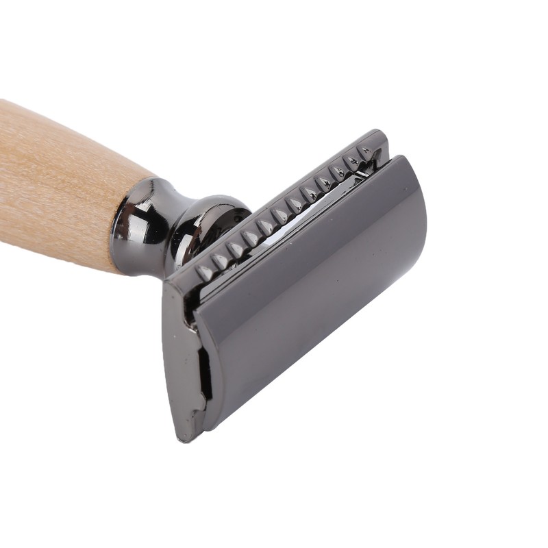 Men Shaving Razor with Wood Handle Portable Double Edge Razor