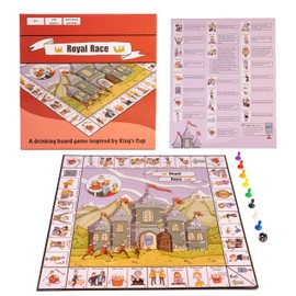 Royal Race Board Game - Inspired by Drinking Game King's Cup - 30+ Unique Prompts - Fun and Easy to Understand - Ideal for Any Adult Groups 2-8 Players