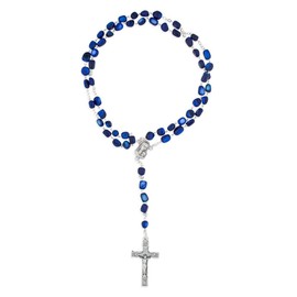 Vatican Imports Catholic Rosary with Natural Stone Beads (Blue)