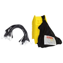 Mytee Products Tarp Bungee Straps and Edge Protector Kit - 50 Pack Natural Rubber Tarp Bungee Straps 21" with Crimped Hooks & 20 Pack Yellow 4" Flatbed Corner Protector with Carrying Bag
