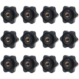 KINDPMA Pack of 12 M6 Star Grip Nuts Plastic Grip Nut Wing Nut Knurled Nut Star Screw Head Outer Diameter 32 mm for Mechanical Industry, Furniture, Machine Tools, Electronic Devices