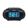 SHARP Digital Alarm Clock, Black, LCD Display, Battery Operated, Small,
