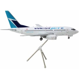 DCD Boeing 737-600 Commercial Aircraft WestJet (C-GWSL) Diecast Model Airplane White Blue Tail Gemini 200 Series 1/200 Alloy