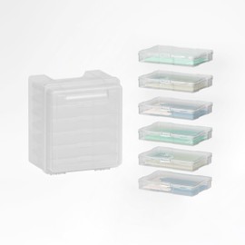 Photo Storage Box with 6 Compartment Case (4x6 inches/10.2x15.2cm) with Handles, Perfect for Crafts, Scrapbooking, Stationery, Seeds and Craft Supplies Organization