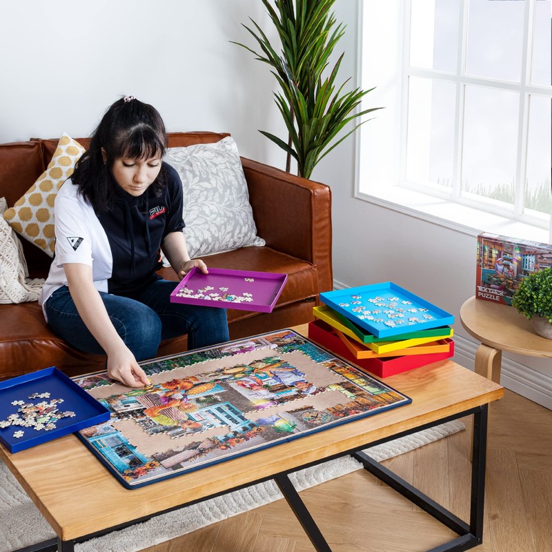 Tektalk Jigsaw Puzzle Board Portable Puzzle Mat with Puzzle Dustproof