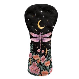 Rarucativ Pink Dragonfly Premium Golf Club Head Cover Easy Slip-On Easy-Off Driver Covers Golf Accessories for Women Keep Clubs Dry and Clean