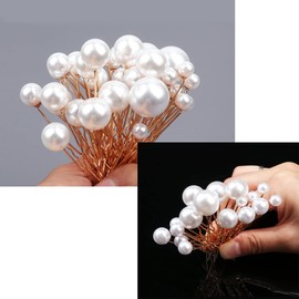 36 Pieces Pearl Hair Pins, BetterJonny 6 Sizes U Shaped Bridal Hair Styling Pins Gold Bobby Pins for Wedding Party women Girls Bride Bridesmaid