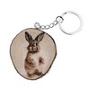 Generico Keyring Made of Natural Wood with Rabbit Farm Animal,
