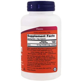 NOW Supplements, Biotin 10 mg (10,000 mcg), Extra Strength, Energy Production*, 120 Veg Capsules