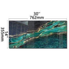 DAIFURONGE Tempered Glass Backsplash For Kitchen Behind Stove,Marbling Stove Back Top Cover,Easy to Clean Glass Splashback, Sink Cover Splash Guard,Home Kitchen Wall Decor (green, 30"x14"(76.2x35.56cm))