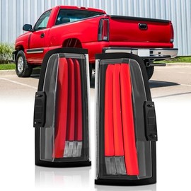 LED Tail Lights Assembly Compatible With 2003 2004 2005 2006 Chevy Silverado 1500 2500 3500 1500HD 2500HD Rear Brake Lamp Tail Light,Red Lens