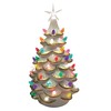 Santa's Workshop 14" Lighted White Ceramic Tree with Gold Tips