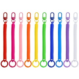 Mini Skater Retractable Coil Spring Keychain Stretchy Spirals Keyring for Work Keys ID Badge, Pack of 10 (Multicolored)