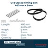 GT2 Closed Timing Belt 6 mm Wide, 2 pieces each