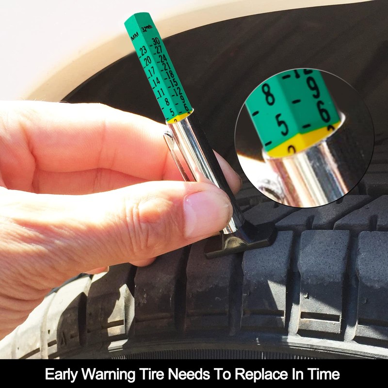 GODESON Tire Tread Depth Gauge,Two-Sided Smart Color Coded Tire Tread
