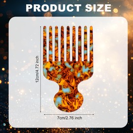 Hair Pick Comb, 4.72 Inch Curly Hair Picks Long Wide Tooth Comb for Curls Afro Smooth Sturdy Detangling Lift Combs Styling Tools for Women Men Barber Supplies (Brown)