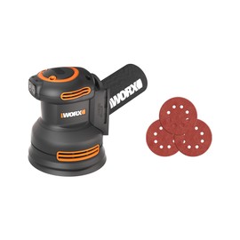 WORX 20 V WX823L.9 Cordless Random Orbital Sanders, Brushless Sander Cordless, 150/120/80 Grit sanding paper, 20V Cordless Sander Tool Only, WX823L.9