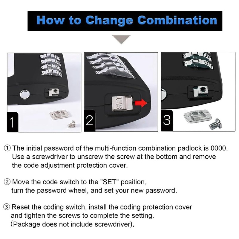 Geieold Outdoor Combination Padlock, Waterproof, Robust Padlock with Code, Multifunctional,