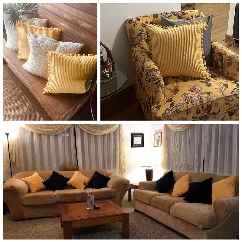 Fancy Homi Pack of 2 Boho Yellow Decorative Throw Pillow