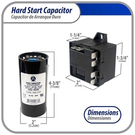 Appli Parts Hard Start kit for air conditioner includes Capacitor 189-227MFD 330V and Potential Relay for 3.5-4.5 Ton air Conditioner scroll and reciprocating compressors 208-265 Volts 1Ph APHS-2