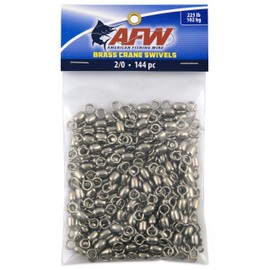 AFW Brass Crane Swivels, Size #2/0, 225 lb Test, Nickel, 144 pc