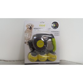 15ft Retractable Dog Leash & 3pc Tennis Ball Set with Reflective Stickers