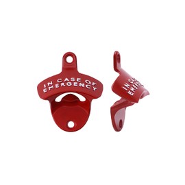 CGB Giftware | Red Bottle Opener | Wall Mounted | in Case of Emergency | Man Cave Bar Accessory | Dapper Chap Collection | GB05850