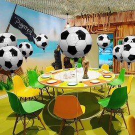 Soccer Balloons Soccer Party Decorations 22 Inch 4D Foil Soccer Ball Balloons 6 Pack Black Soccer Birthday Decorations Soccer Party Supplies Sports Birthday Party Decorations Balloons