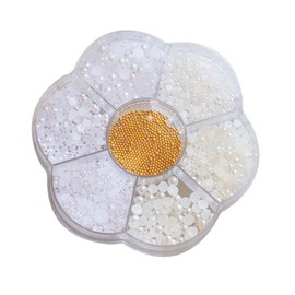 Beautiful Clouds Nail Art Flat Pearl Nail Charm White Semicircle Beads Luxury Design Nail with Goldfish Child Miso Ball Jewelry Accessories