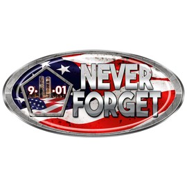 USA Oval - "911 Never Forget" Decal - #FS254 America Truck RV Camper Trailer Vinyl Bumper Sticker Flag Truck Laminated