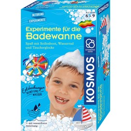 Kosmos KOSMOS 657833 Experimente für die Badewanne, Experimentier-Spaß mit Seifenboot, Wasserrad und Taucherglocke, Forscher-Set, Experimentierset für Kinder, Badewannen-Spielzeug ab 6 Jahre