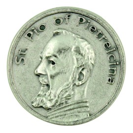 Patron Saint St Padre Pio of Pietrelcina Pocket Token with Prayer Back by Lumen Mundi