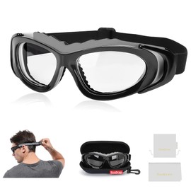 SooGree Sports Goggles Glasses Basketball Soccer Football Glasses Sports Eyewear Safety Goggles Anti-fog Lens Replaceable (Black frame black nose pad)