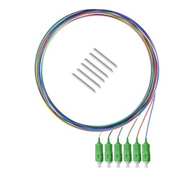 6 Strand Single-Mode SC OS1 APC Fiber Optic Cable Pigtails for Fusion Splicer Splicing. Includes 6 Fiber Optic Fusion Splice Protective Shrink Sleeves φ2.5-60 mm Long (SC SM APC)
