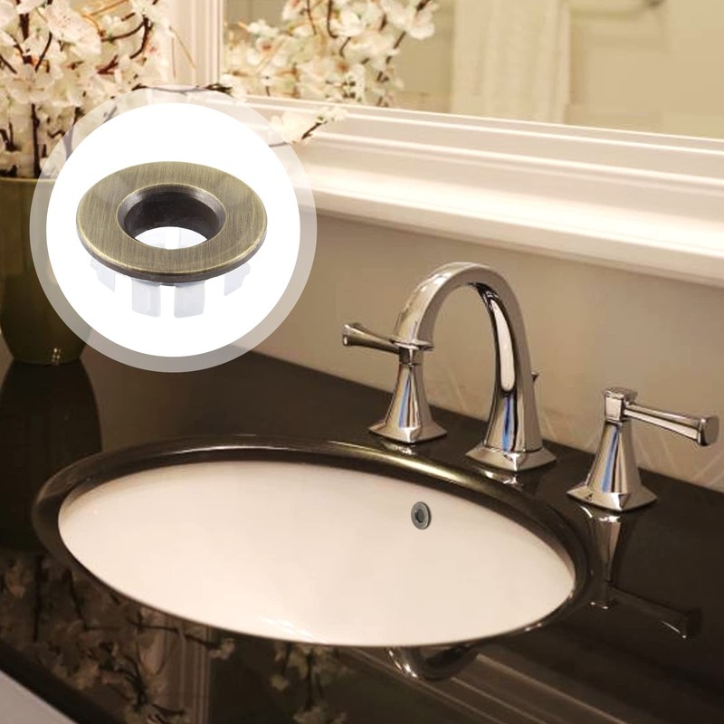 Qjaiune 3 Pack Bathroom Sink Overflow Trim Ring, Antique Bronze