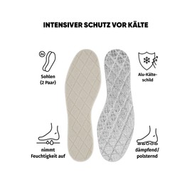 Bama Warm Aluminium x 2 Shoe Insoles with Aluminium Shield - Insoles for Warm Feet on Cold Days, 2 Pairs, Unisex, White